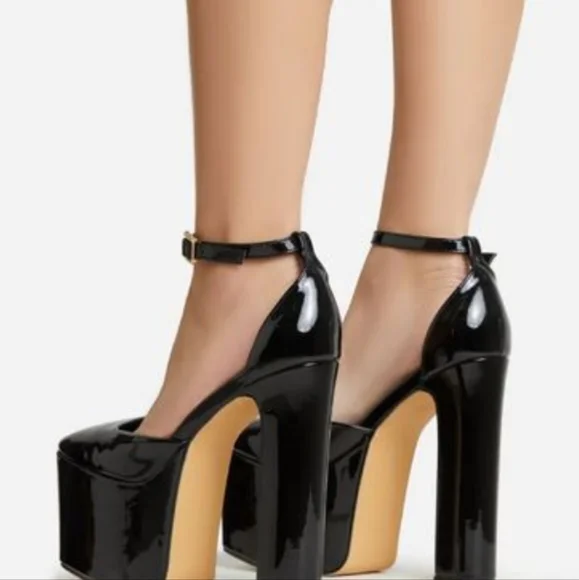 EGO BLACK BLOCK PATTERN LEATHER SHOES - Picture 3 of 3